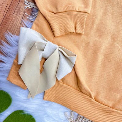Conj. Blusão Perfect Laço Lateral e Calça Legging - Laranja e Areia